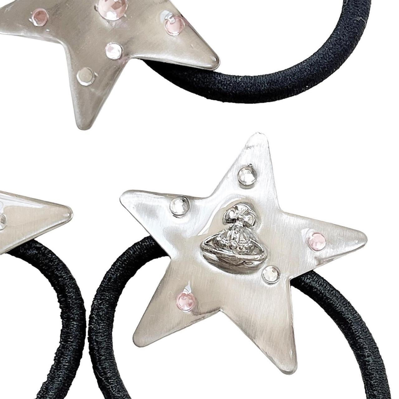 Silver Star Hair Tie - saturn orb