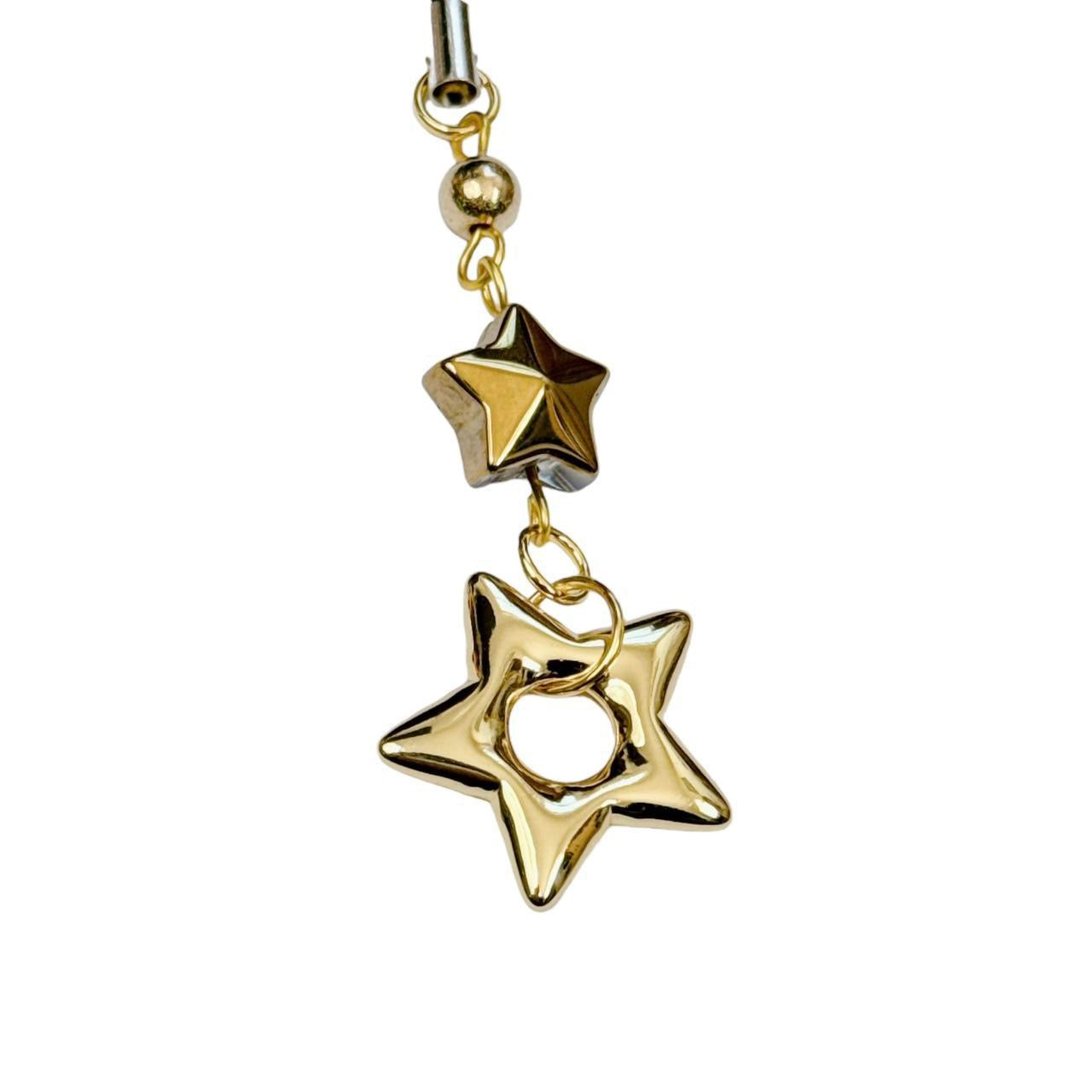 Gold Puffy Star Phone Charm