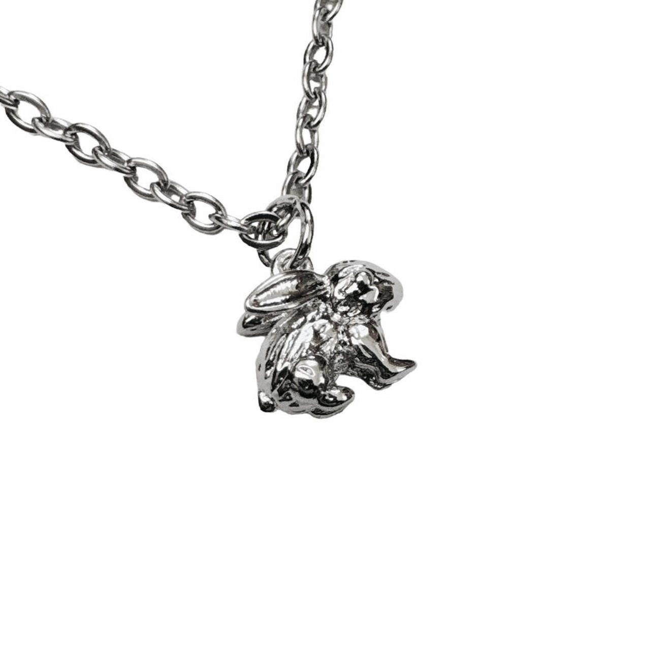 silver bunny necklace