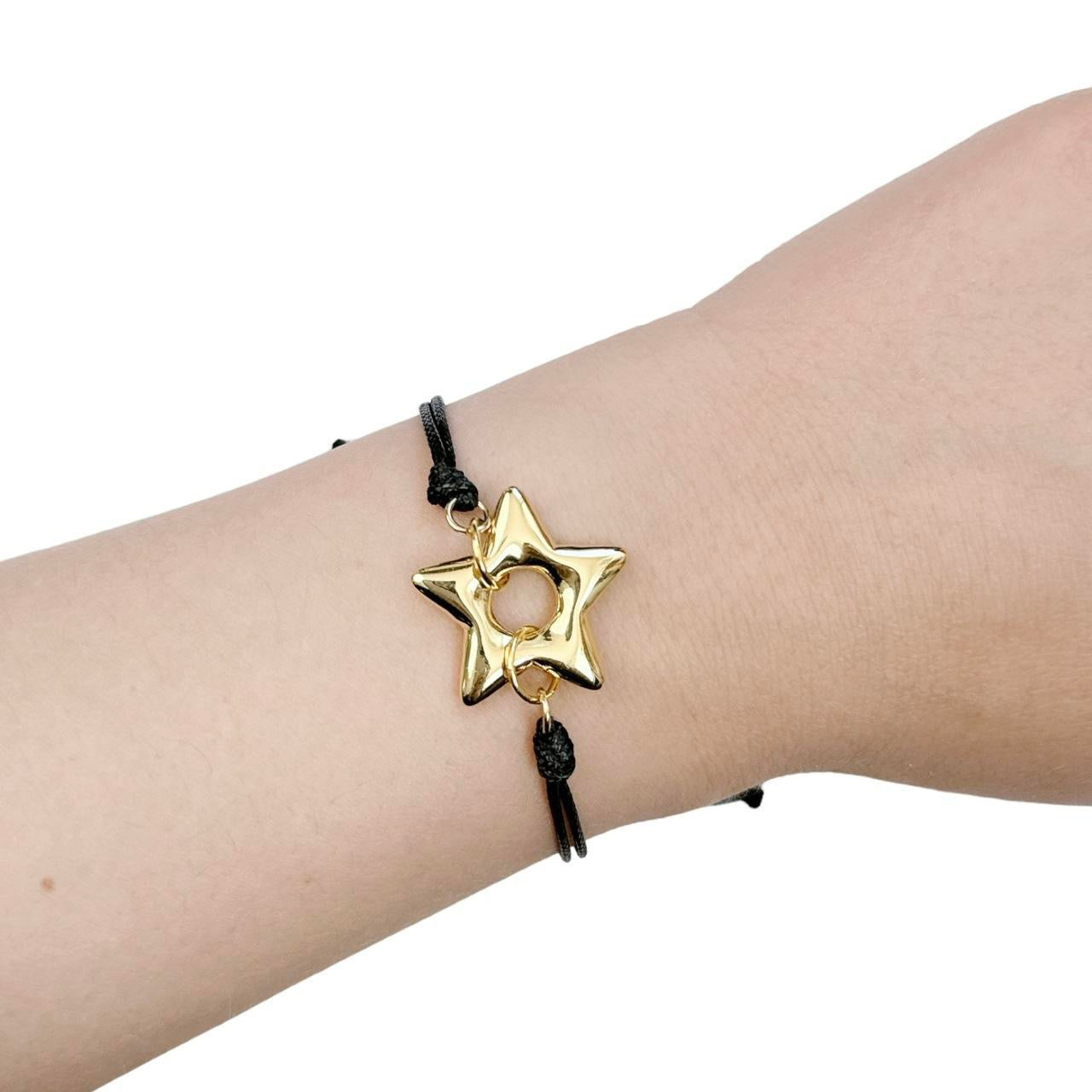 Gold Puffy Star Cord Bracelet