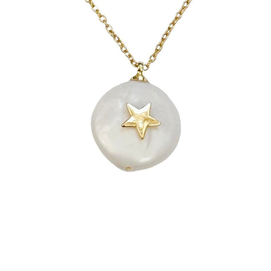 Gold Pearl Star Necklace