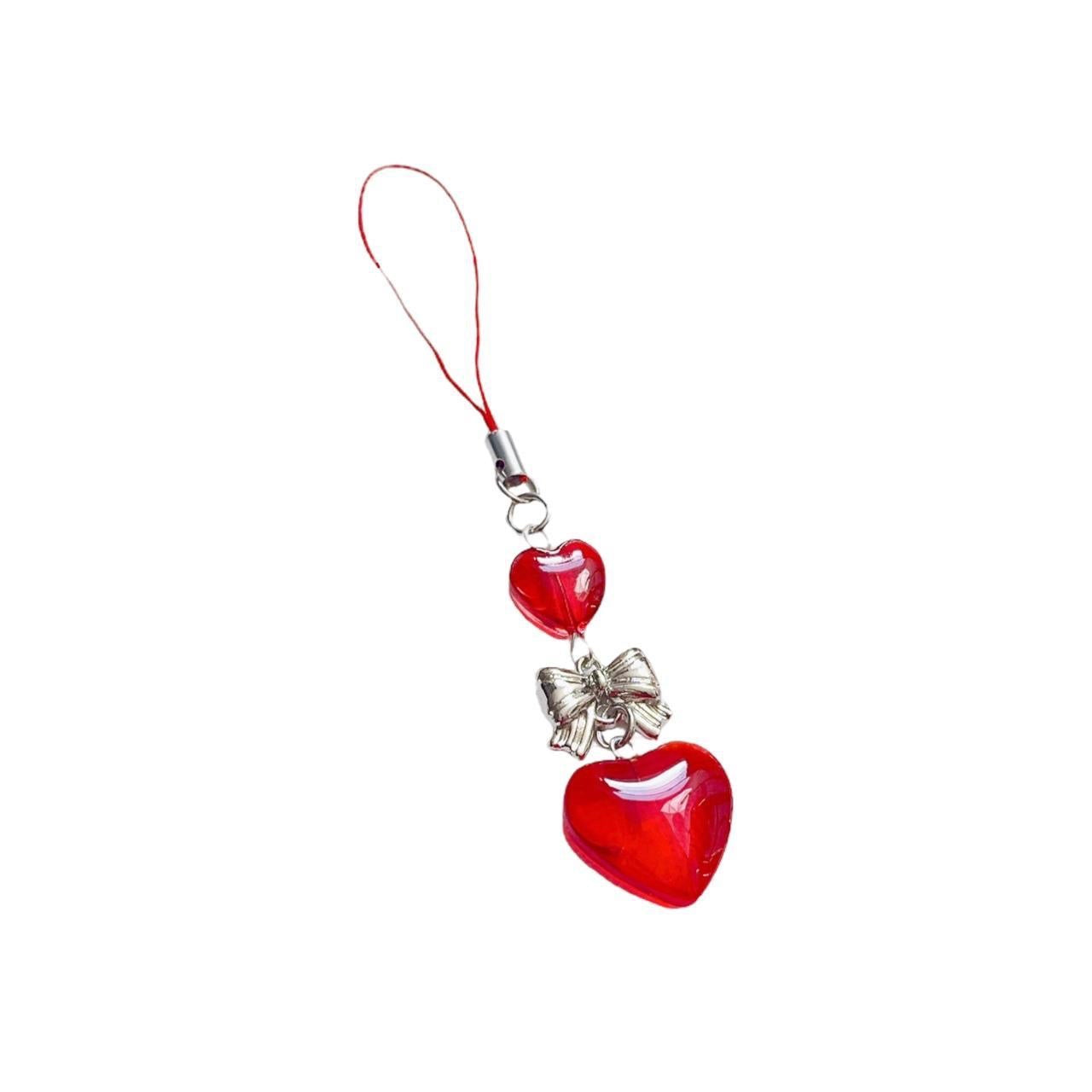 Red Glass Heart Phone Charm