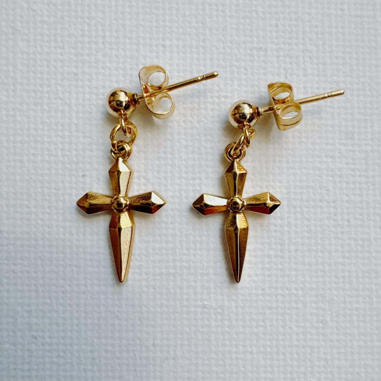 Gold Cross Earrings