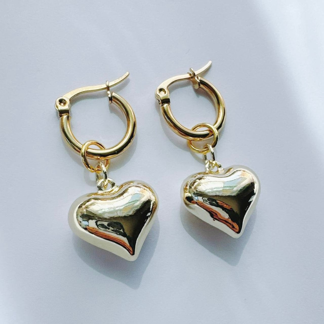 Gold Heart Hoop Earrings