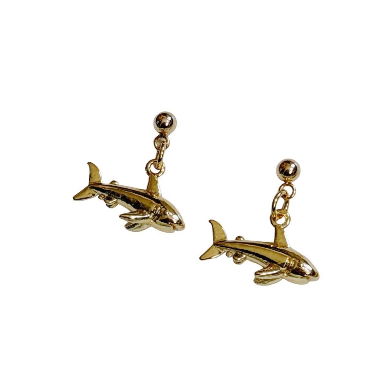 gold shark earrings