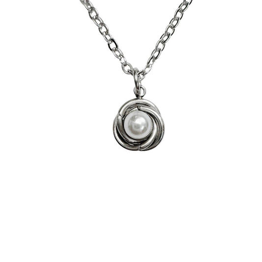 Silver Pearl Vortex Necklace