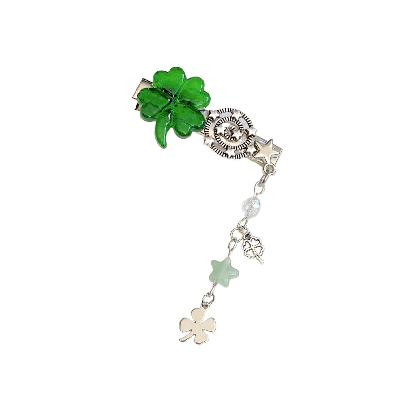 Beaded Clover Hair Clip