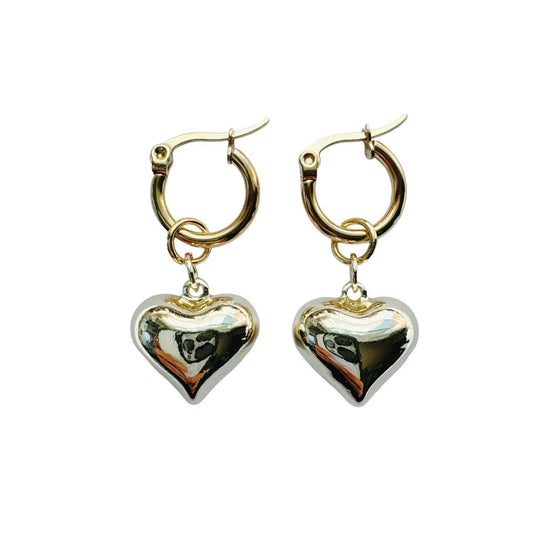 Gold Heart Hoop Earrings