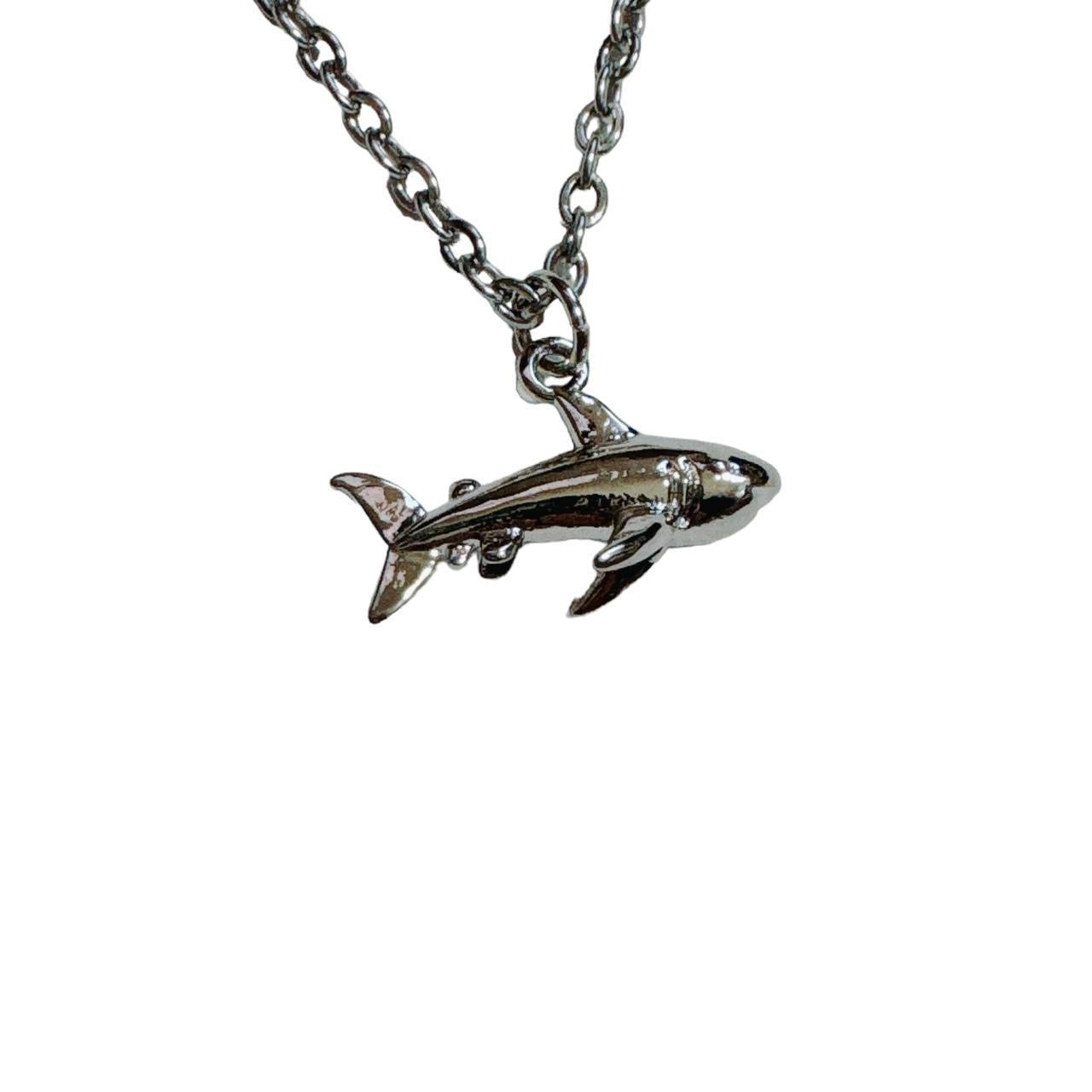 silver shark necklace