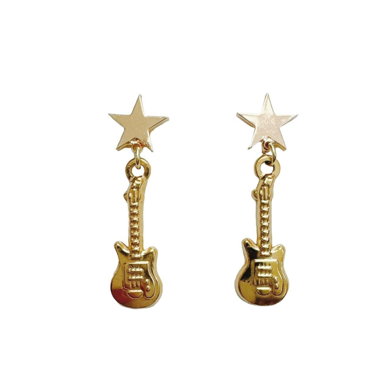 gold star & guitar earrings