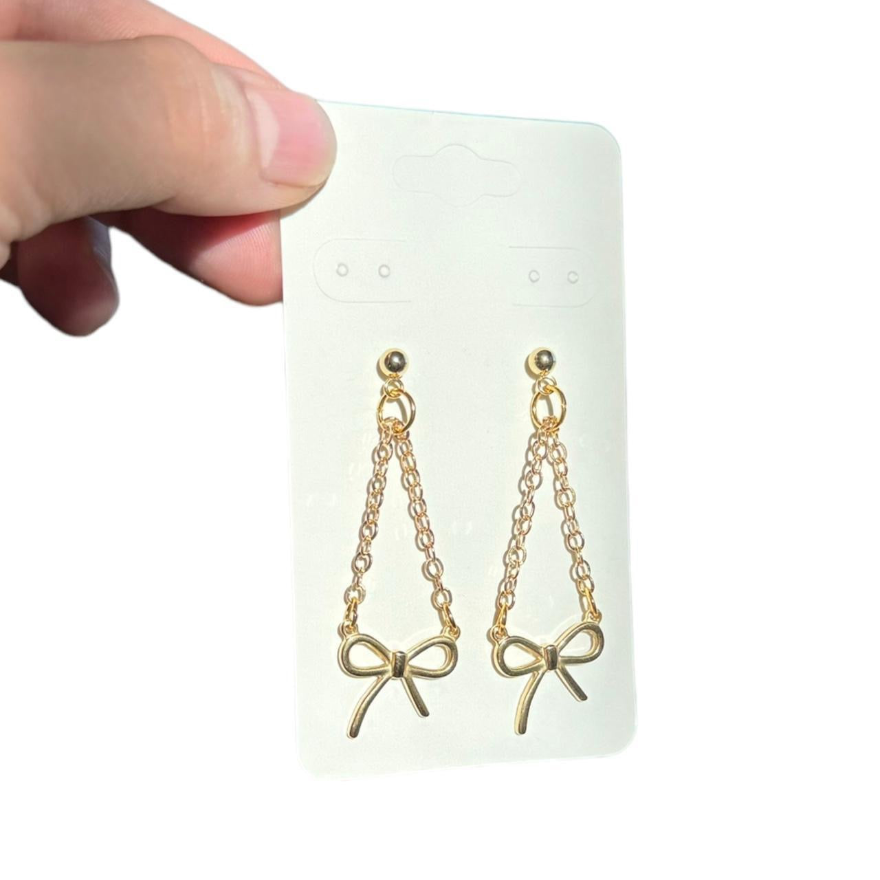 Gold Bow Chain Earrings