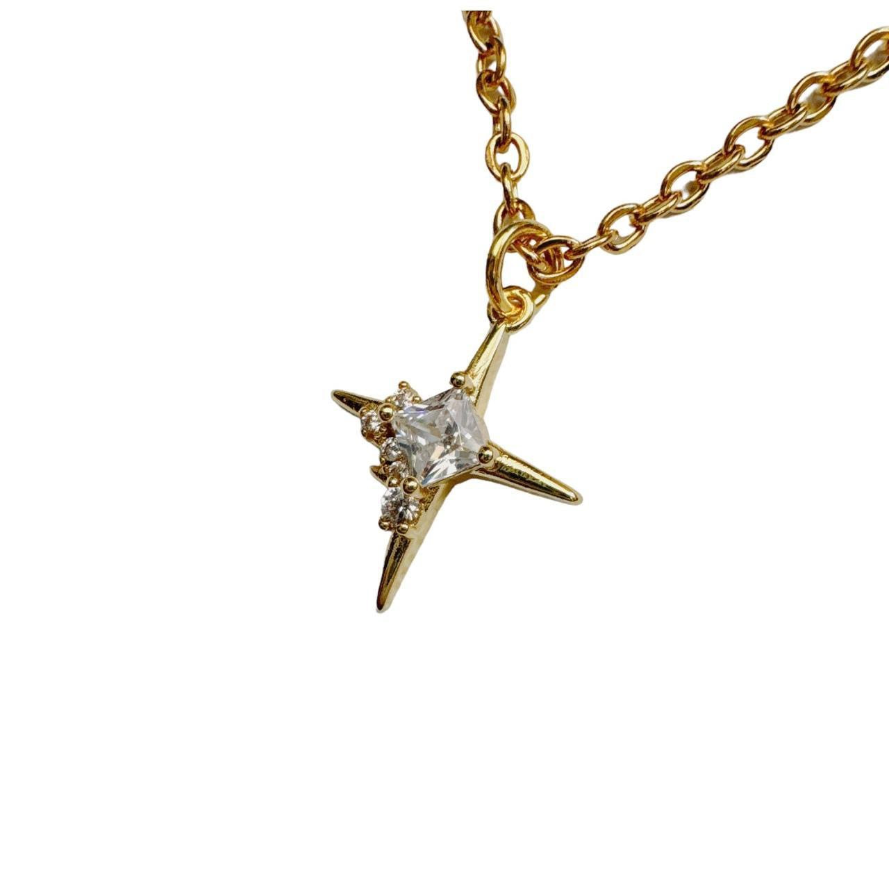 Gold Rhinestone Sparkle Star Necklace