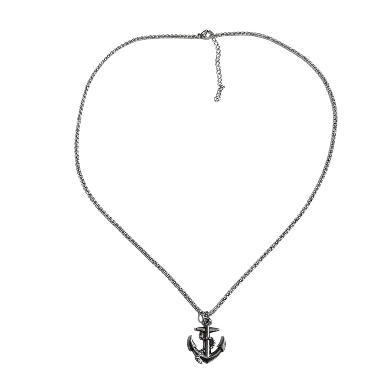 silver anchor necklace