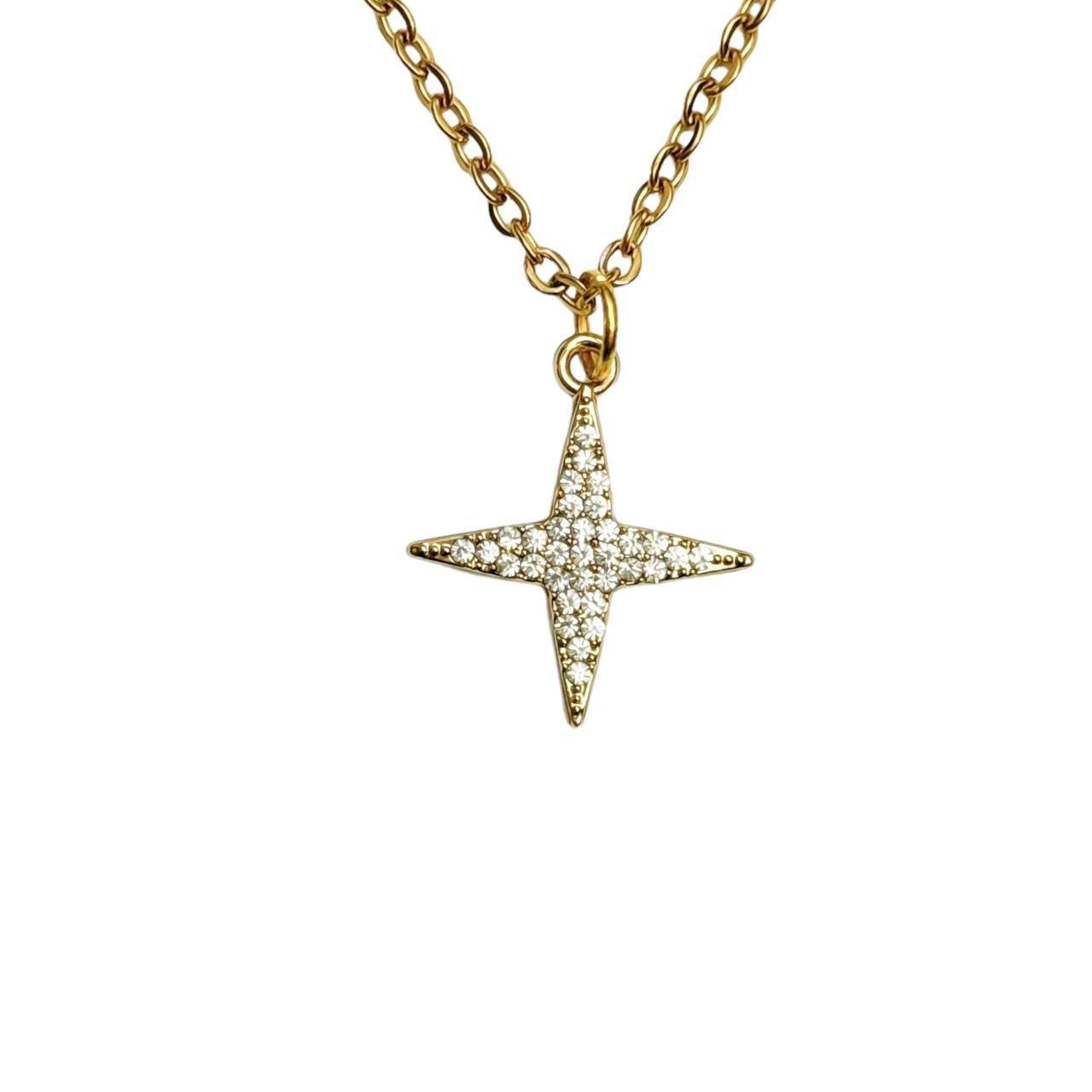 Gold Rhinestone Sparkle Star Necklace