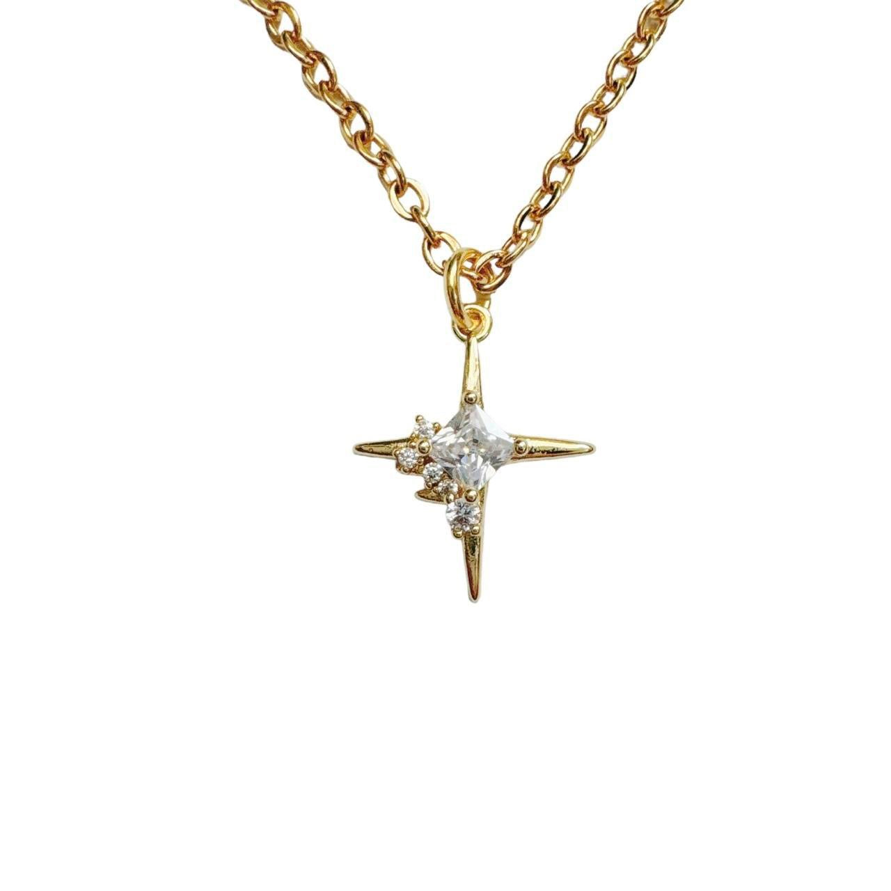 Gold Rhinestone Sparkle Star Necklace