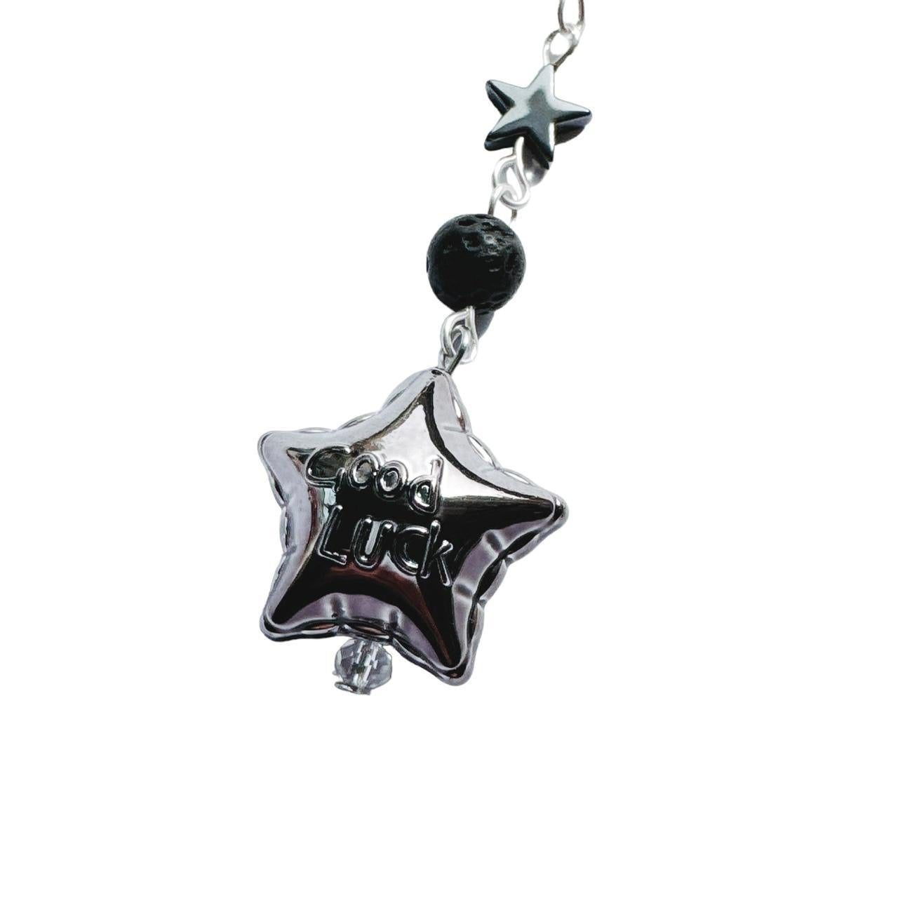 Black Good Luck Star Phone Charm