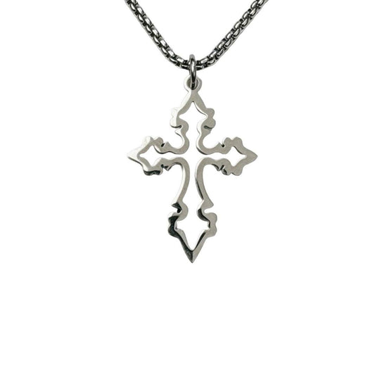 silver hollow cross necklace