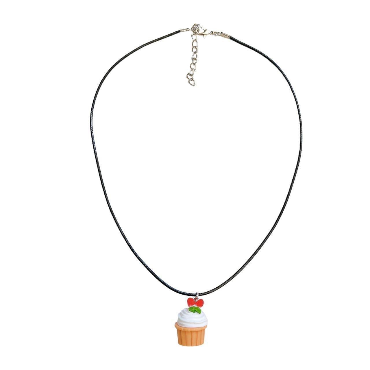 Strawberry Cupcake Cord Necklace