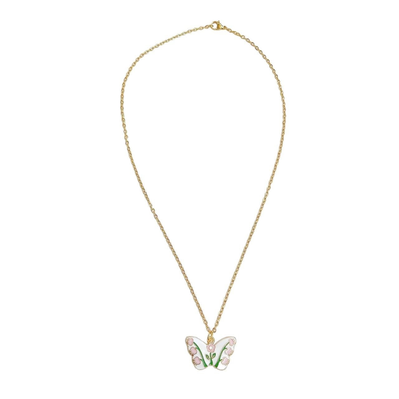 Gold Floral Butterfly Necklace