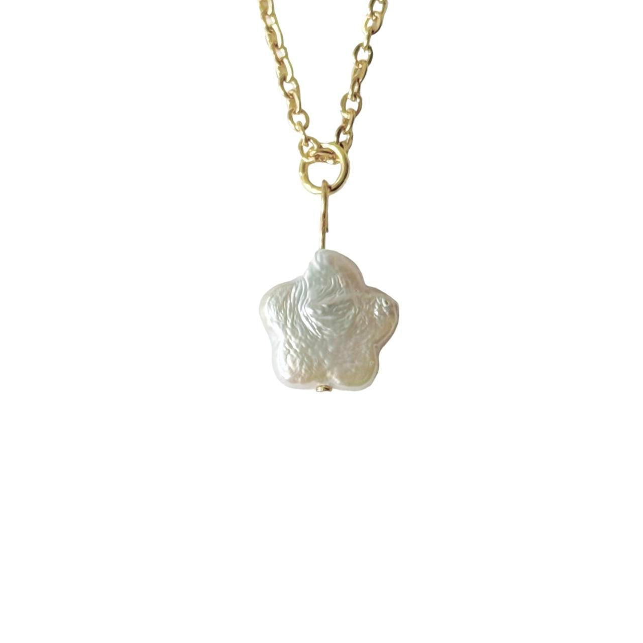 Gold Pearl Flower Necklace