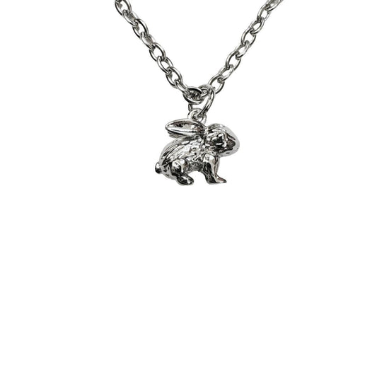 silver bunny necklace