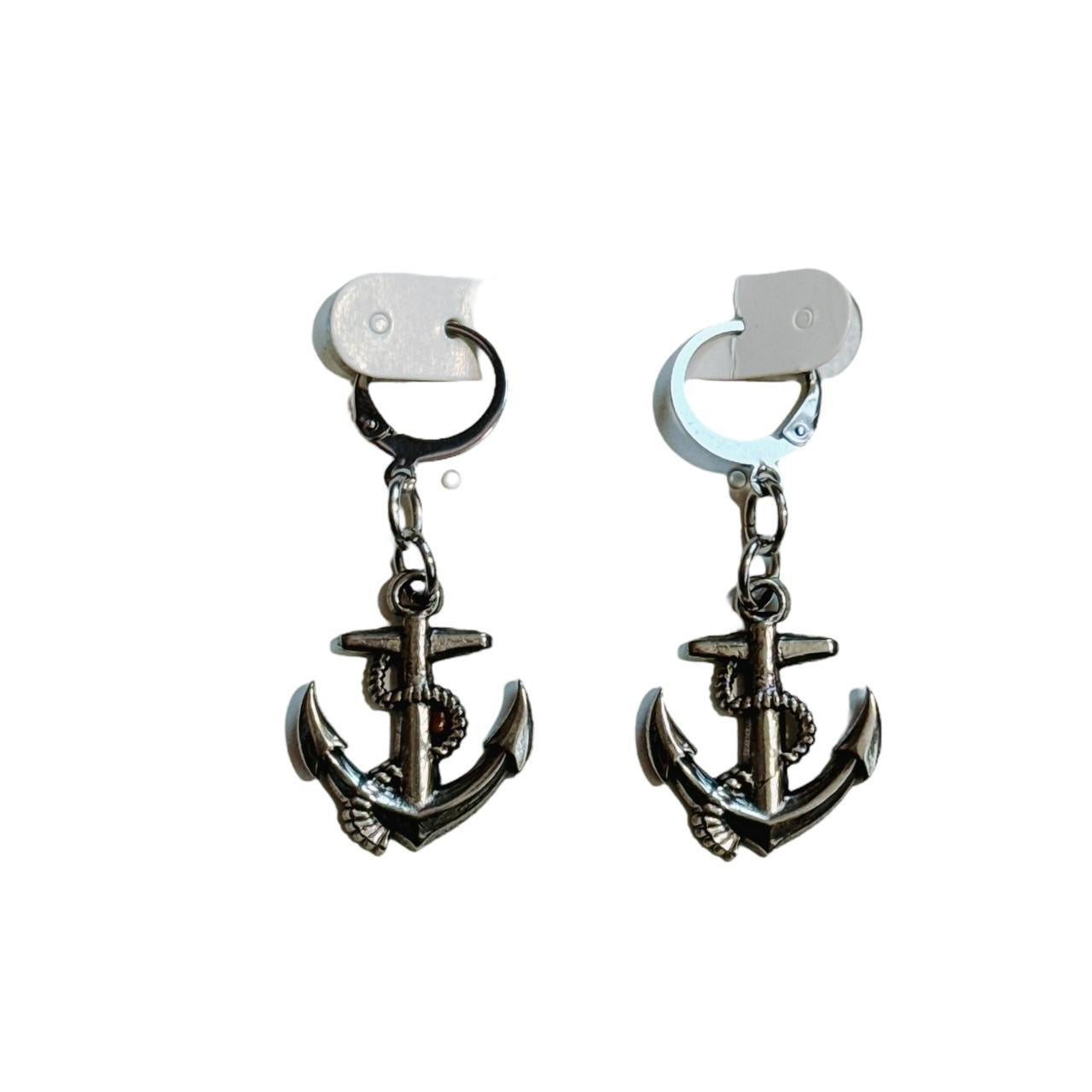 silver anchor earrings