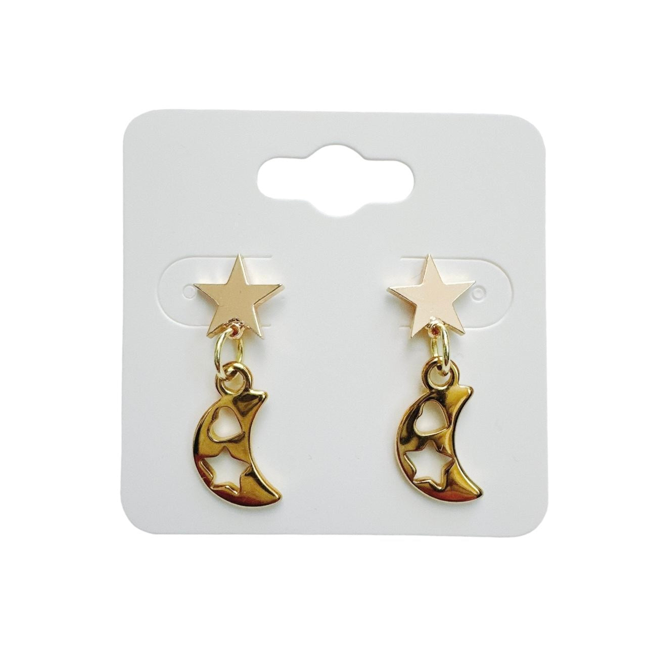 gold star moon heart earrings