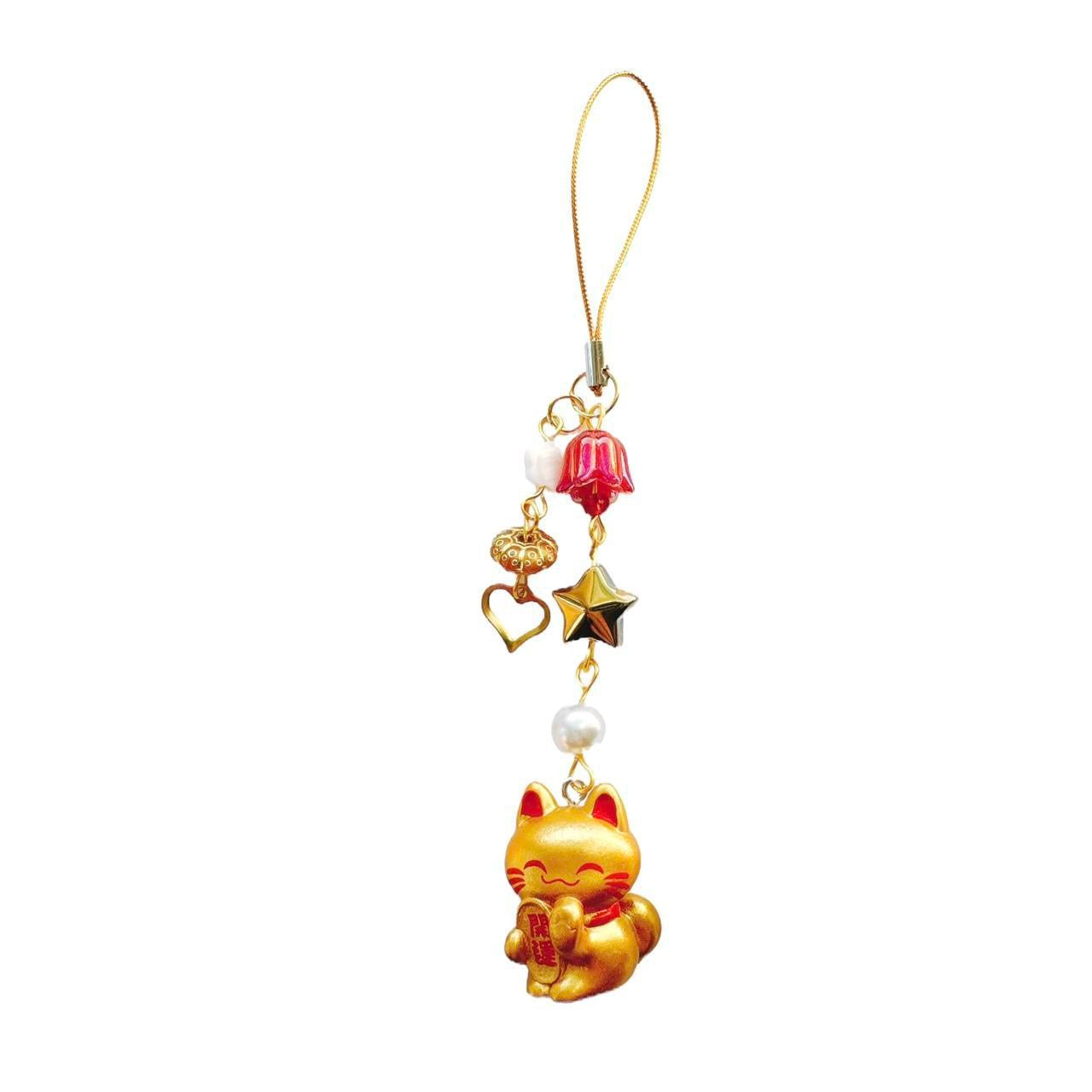 Gold Lucky Cat Phone Charm