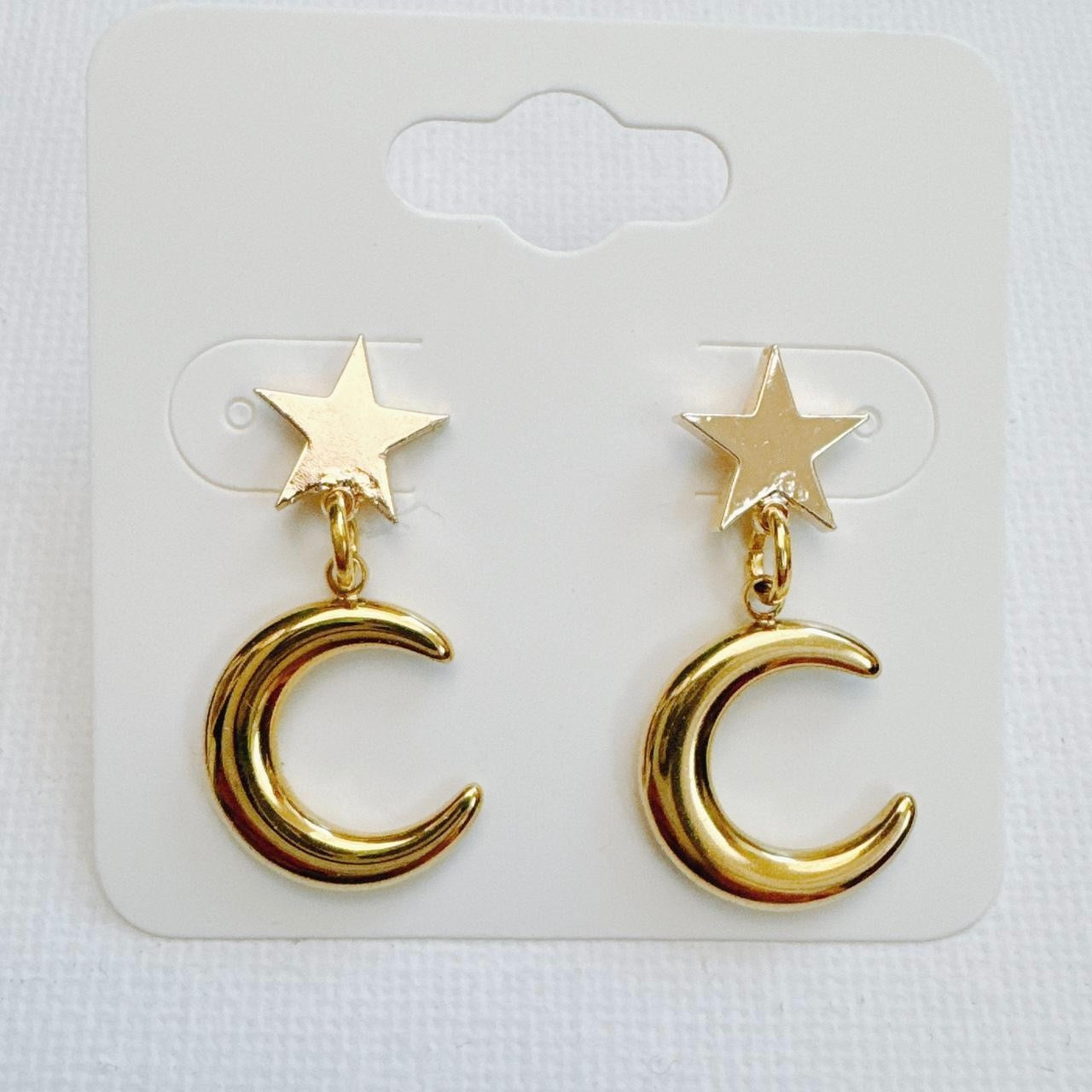 Gold Star & Moon Earrings