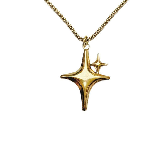 Gold Double Sparkle Star Necklace