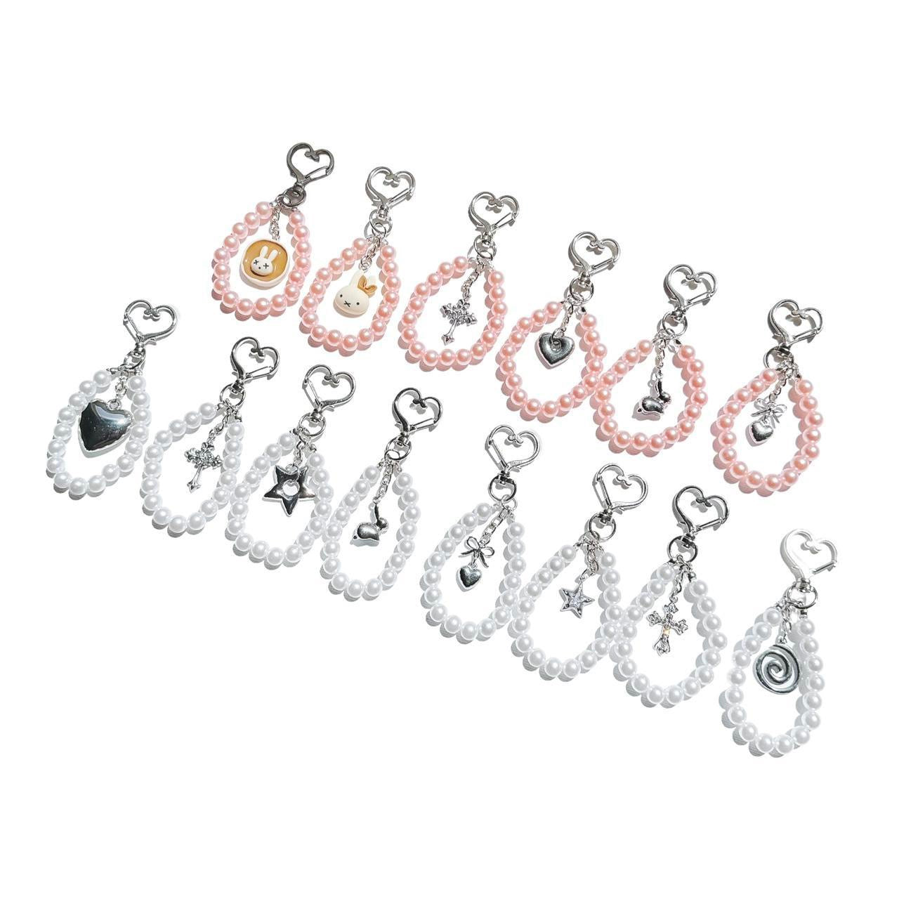 silver spiral beaded keychain