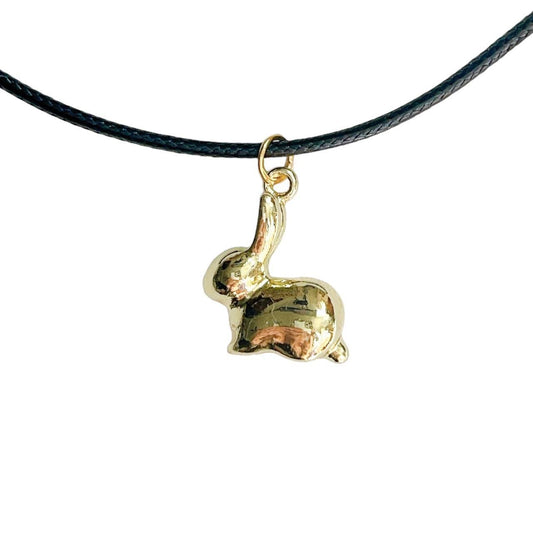 Gold Bunny Cord Necklace