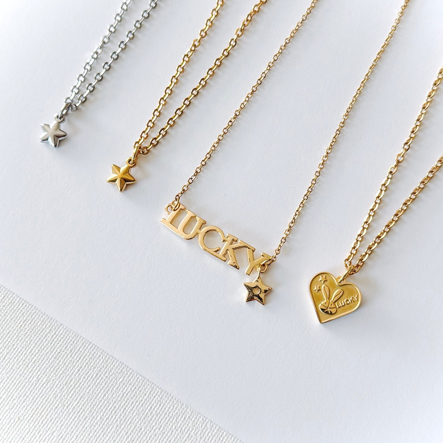 Gold Lucky Bunny Heart Necklace