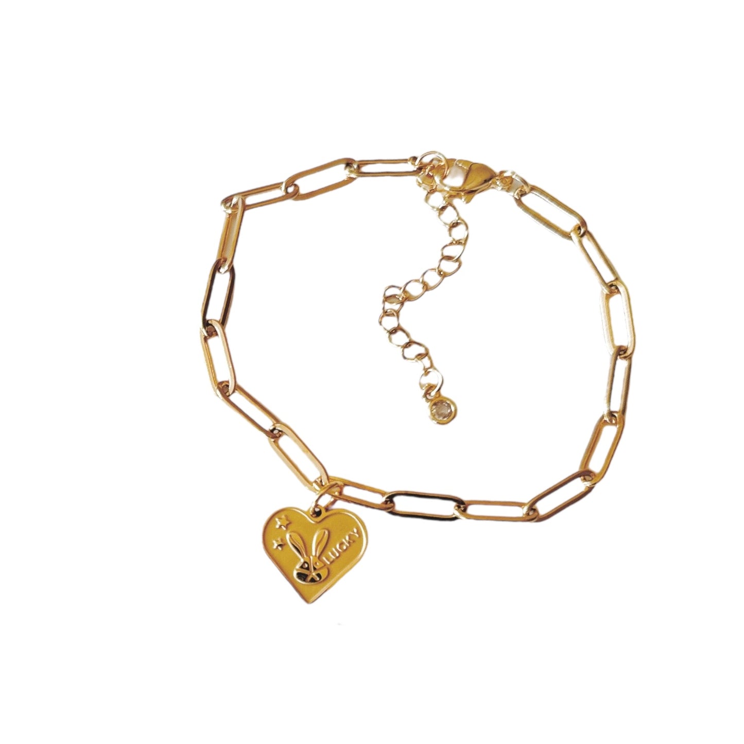 Gold Lucky Bunny Heart Bracelet