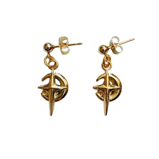 Gold Star Sparkle Moon Earrings