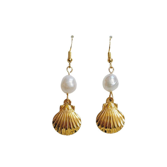 gold pearl shell earrings