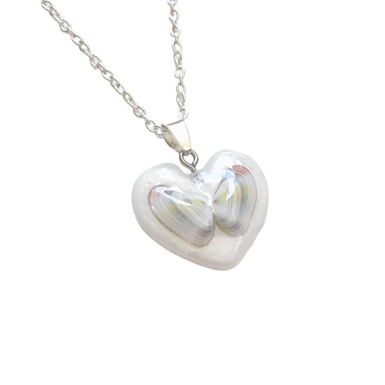 Butterfly Seashell Heart Necklace