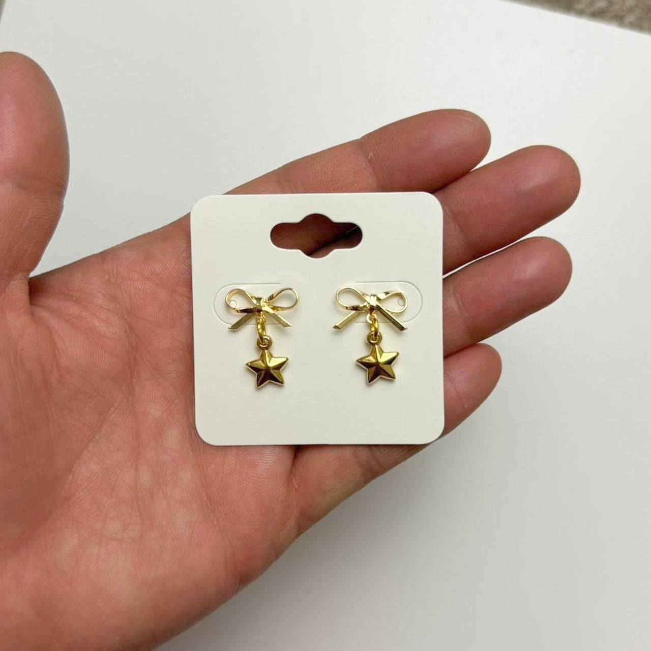 Gold Bow & Star Earrings