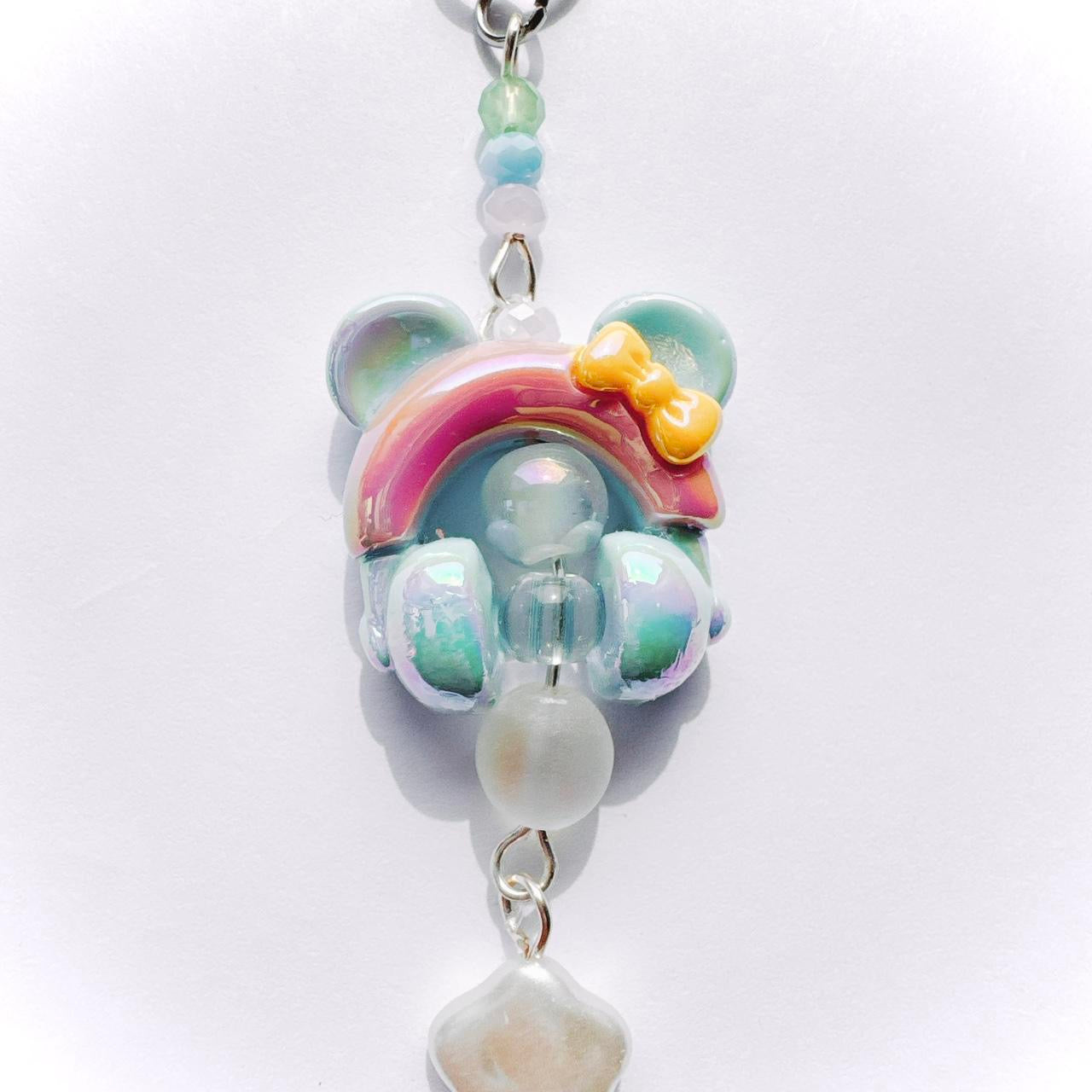 Headphone Bear Keychain - pink & blue