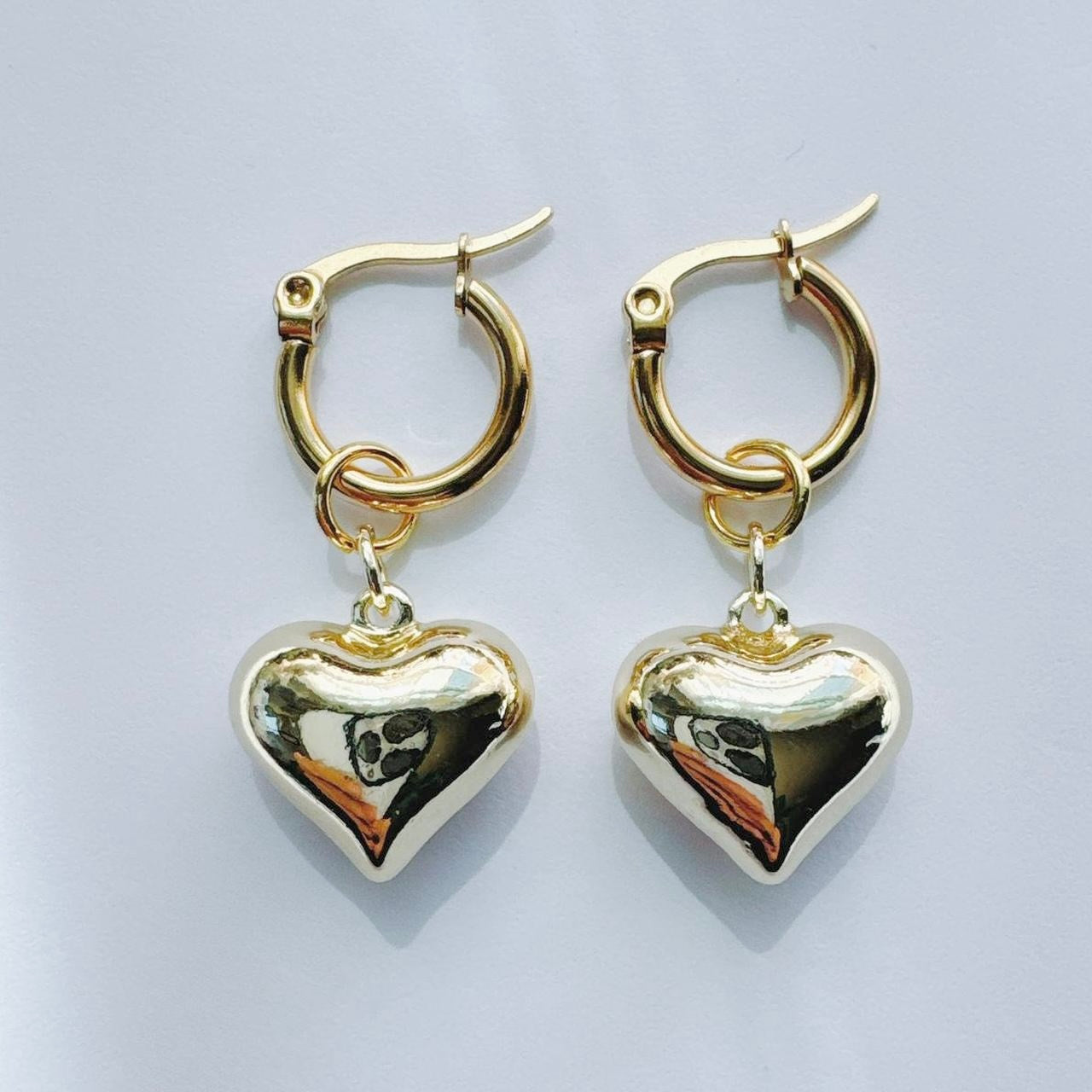 Gold Heart Hoop Earrings