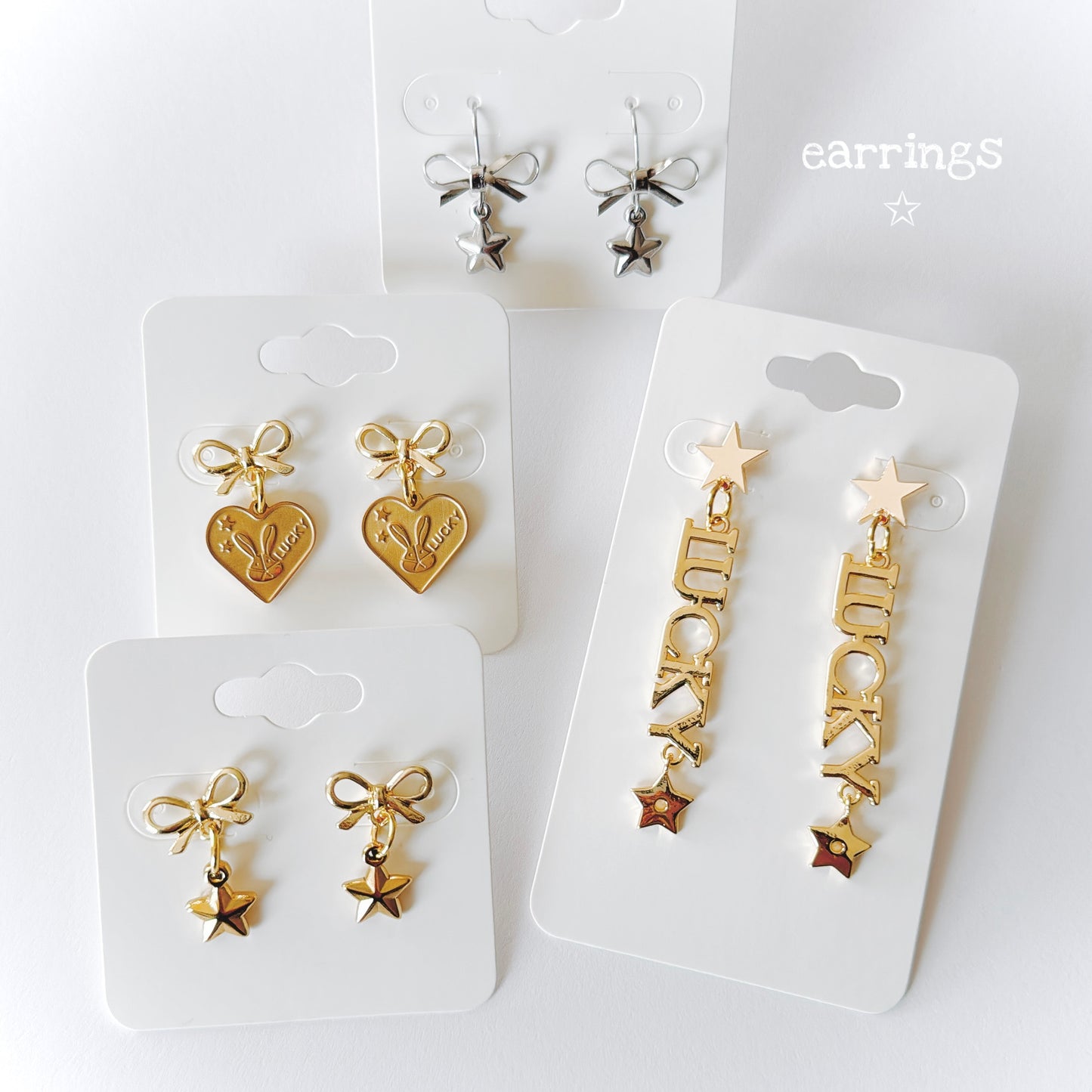 Gold Bow & Star Earrings