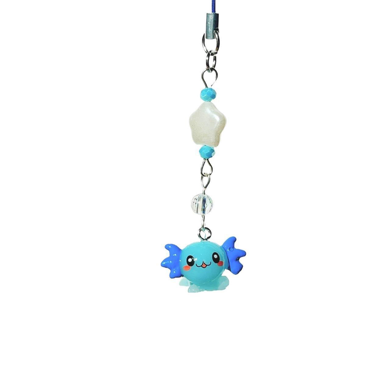 Blue Axolotl Phone Charm