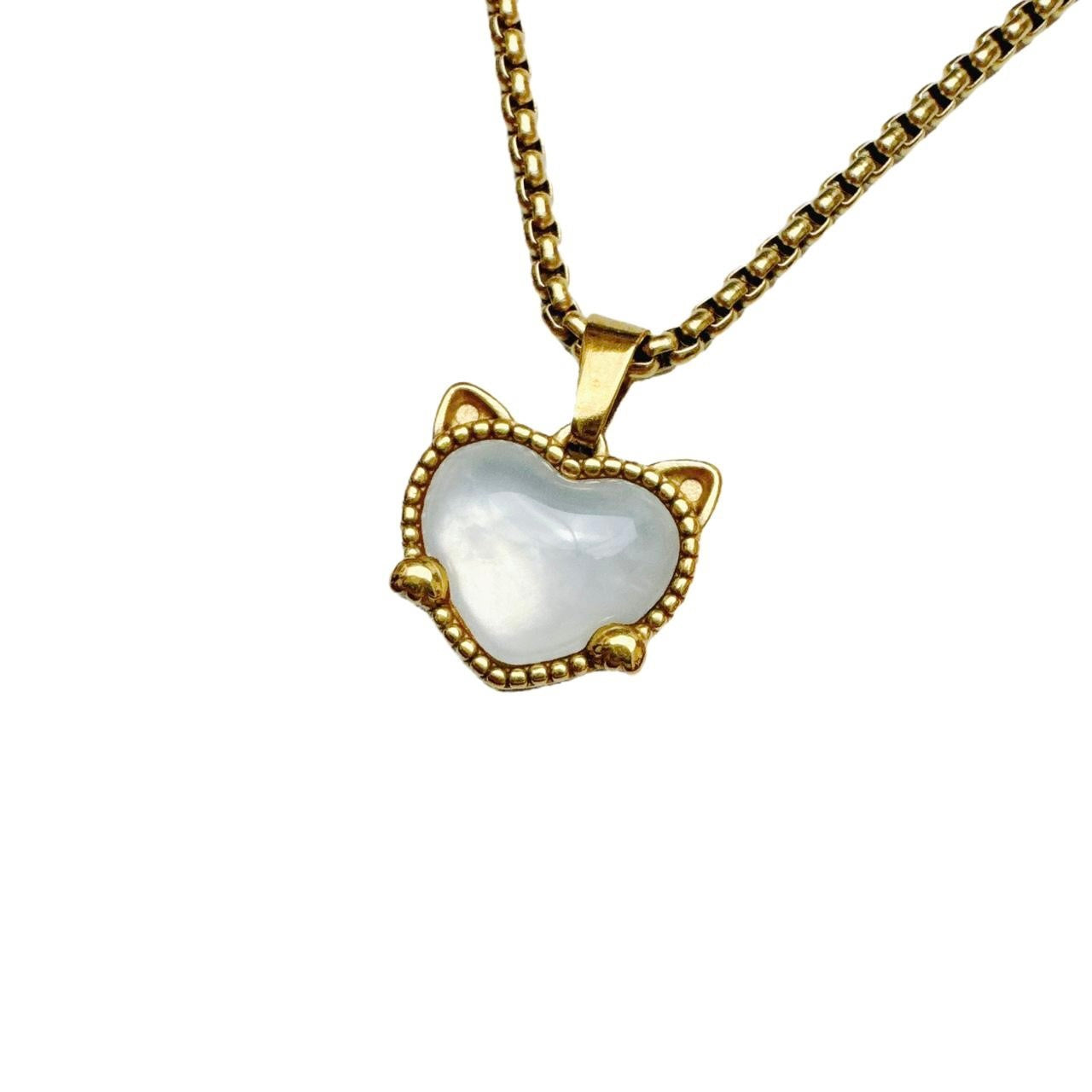 Gold Cat Shell Heart Necklace