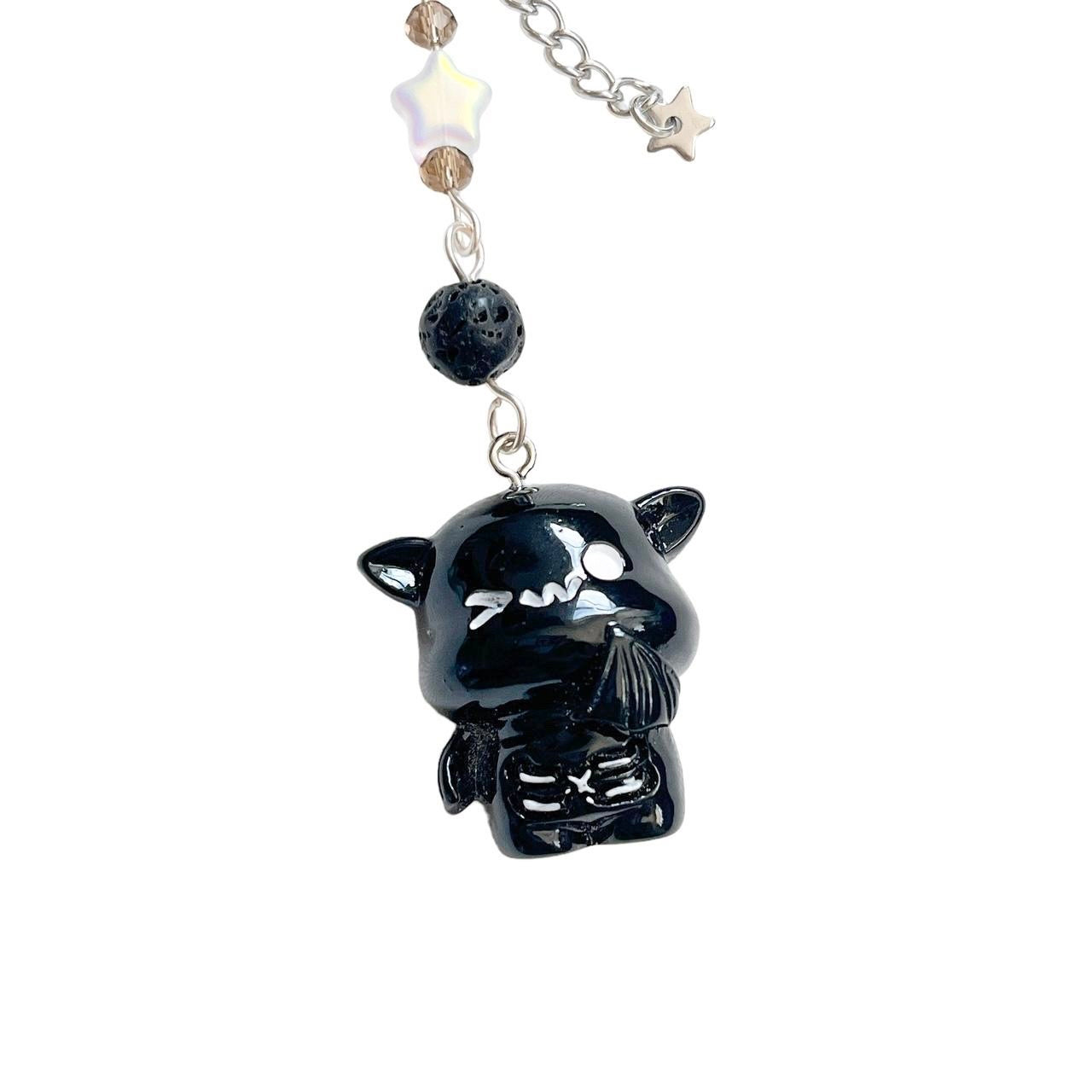 Black Bat Phone Charm