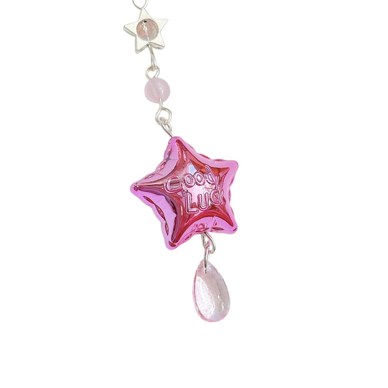 Good Luck Star Phone Charm - Pink