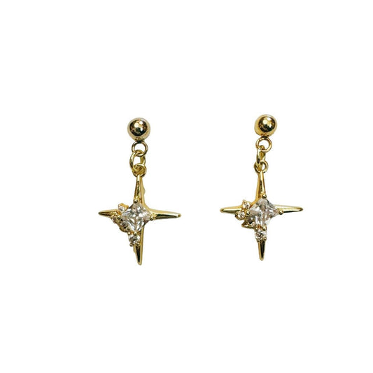 gold rhinestone sparkle star earrings