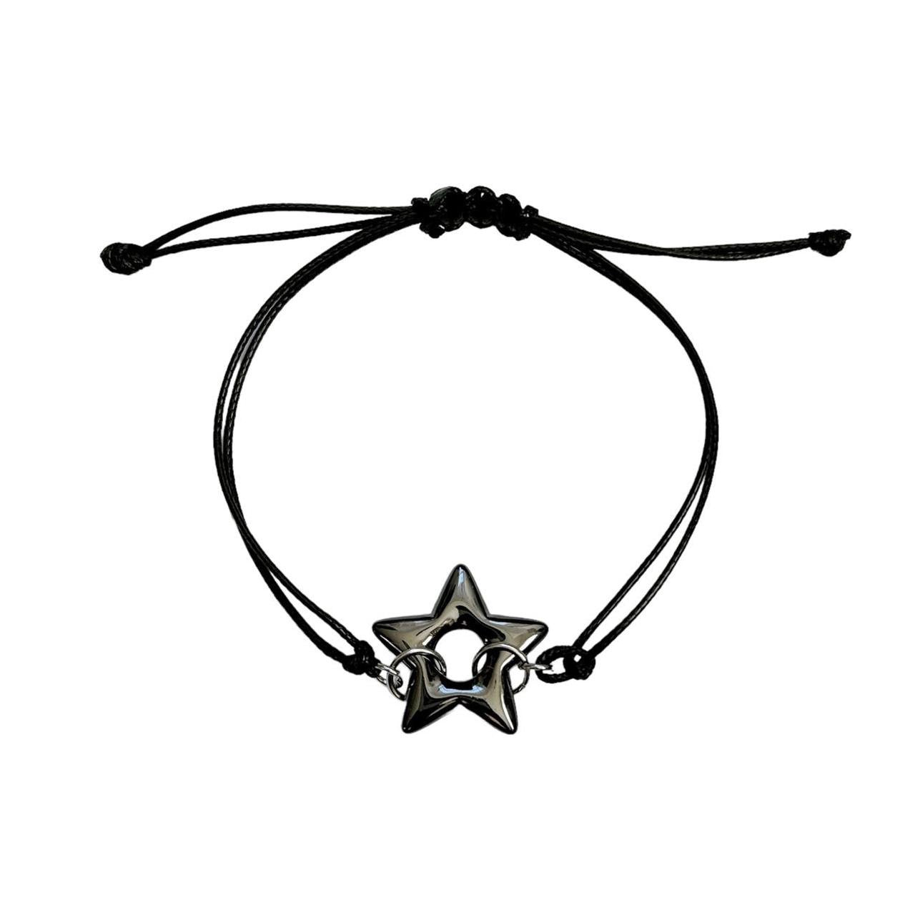 Black Puffy Star Cord Bracelet