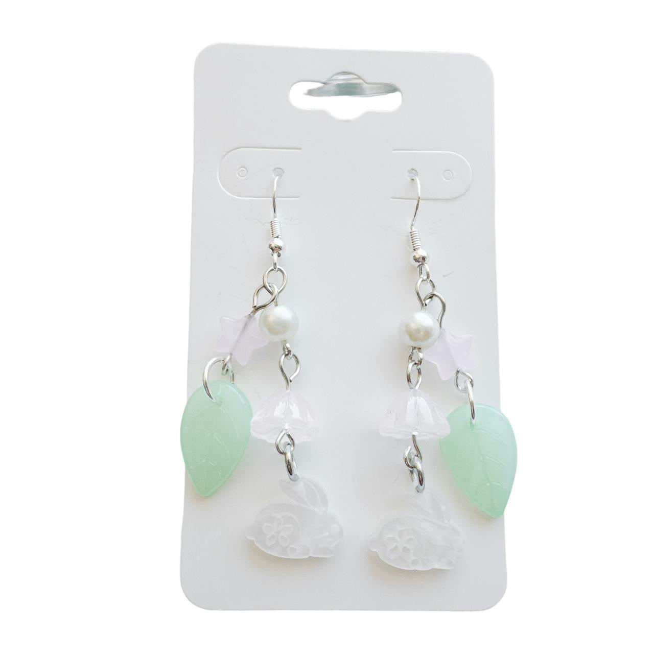 seashell bunny beaded earrings