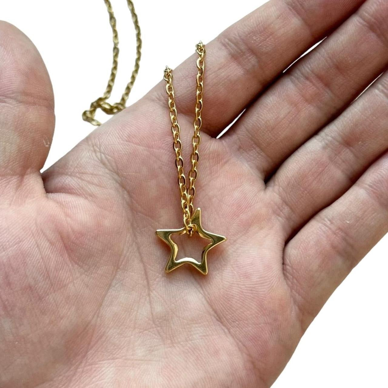 Gold Hollow Asymmetrical Star Necklace