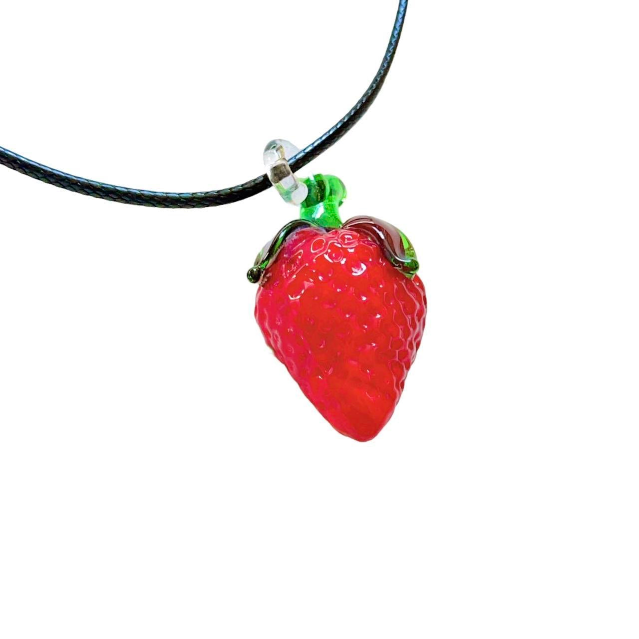 Glass Strawberry Necklace